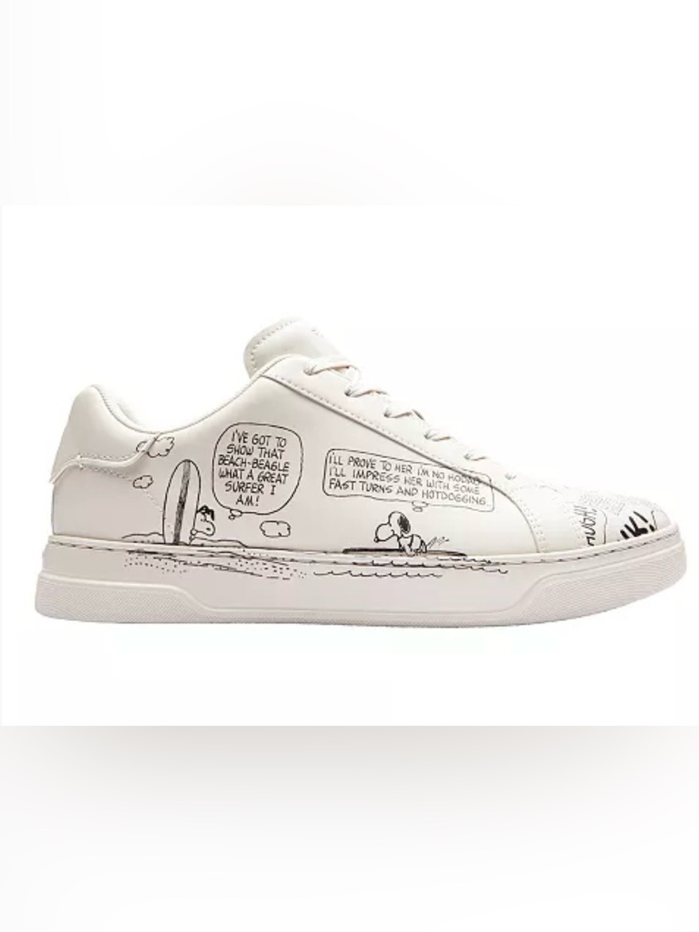Men’s NIB White Coach Peanuts Comic-Print Sneakers Size 9